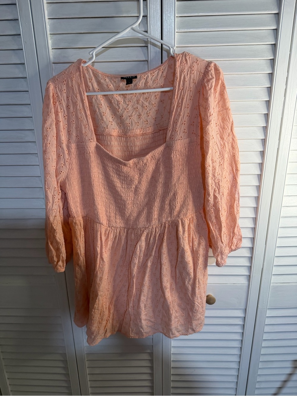 torrid Peach Eyelet Square-Neck Babydoll Tunic